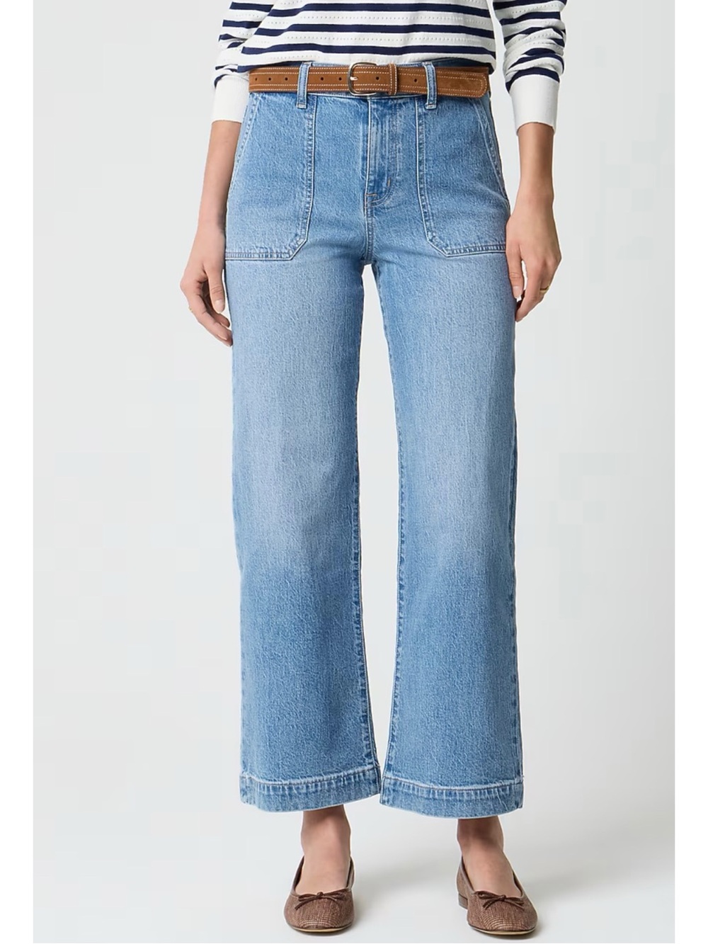 J. CREW | Wide Leg High Rise Cropped Patch Pocket Classic Denim Jeans  Sz. 30
